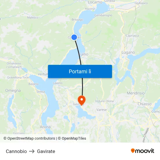 Cannobio to Gavirate map