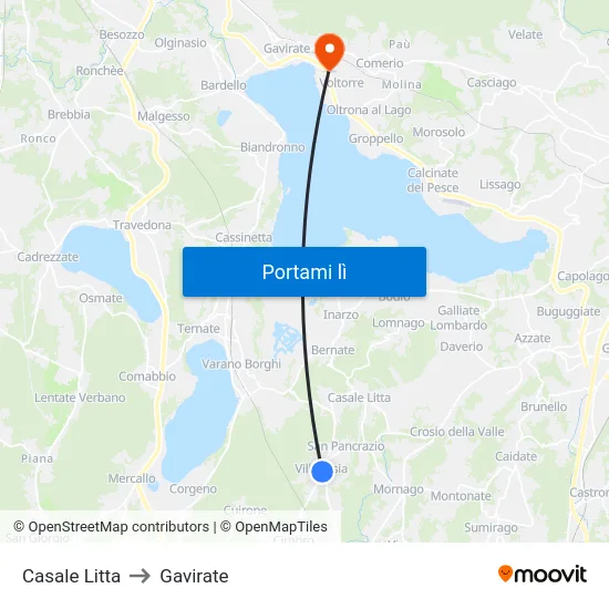 Casale Litta to Gavirate map