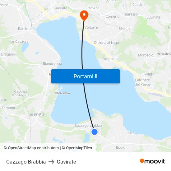 Cazzago Brabbia to Gavirate map