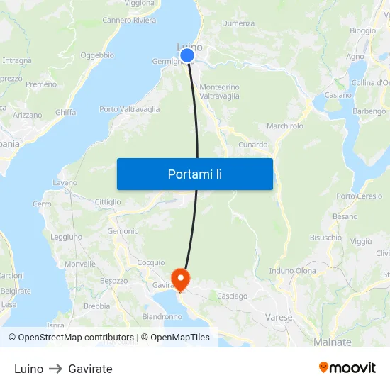 Luino to Gavirate map