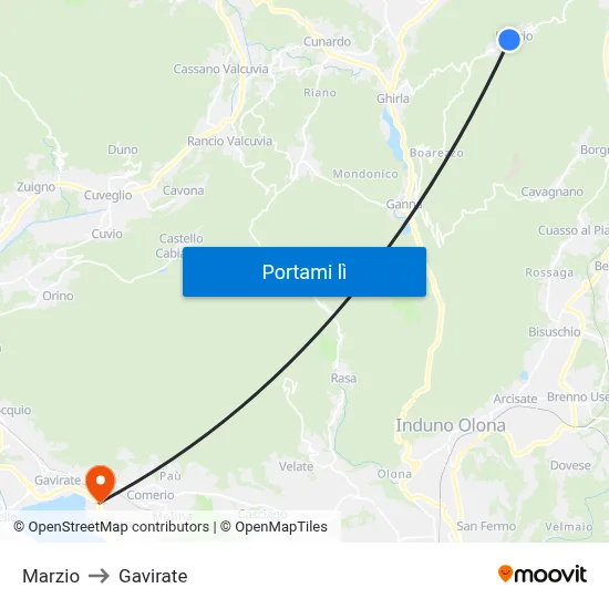 Marzio to Gavirate map