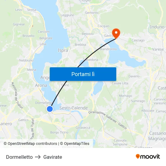 Dormelletto to Gavirate map