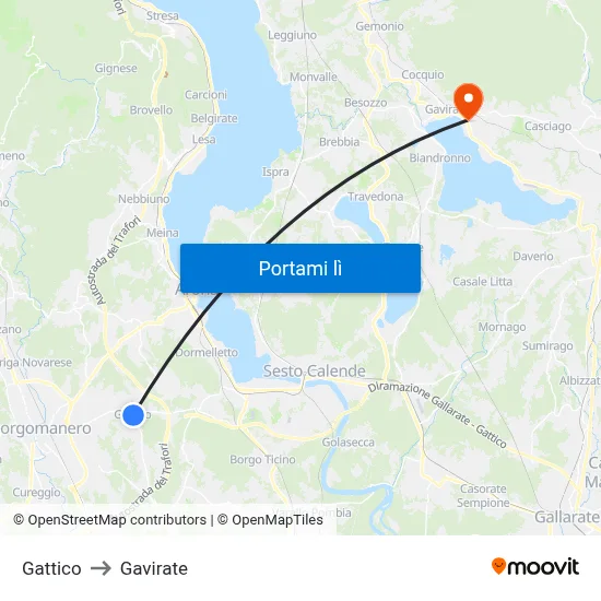 Gattico to Gavirate map