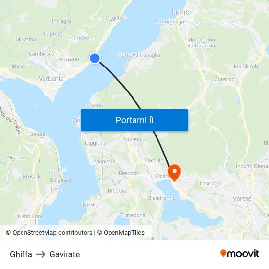 Ghiffa to Gavirate map