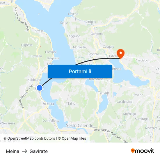 Meina to Gavirate map