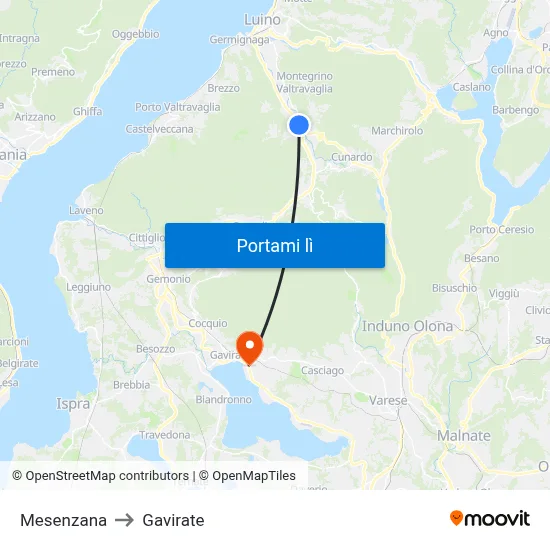 Mesenzana to Gavirate map