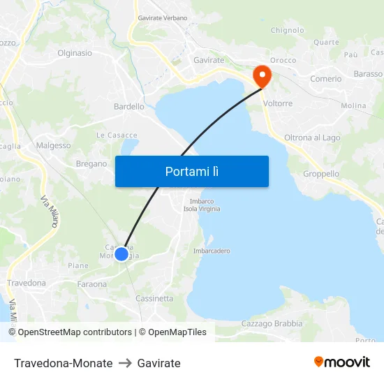 Travedona-Monate to Gavirate map
