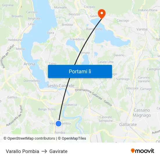 Varallo Pombia to Gavirate map
