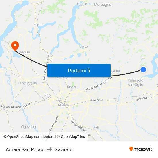 Adrara San Rocco to Gavirate map