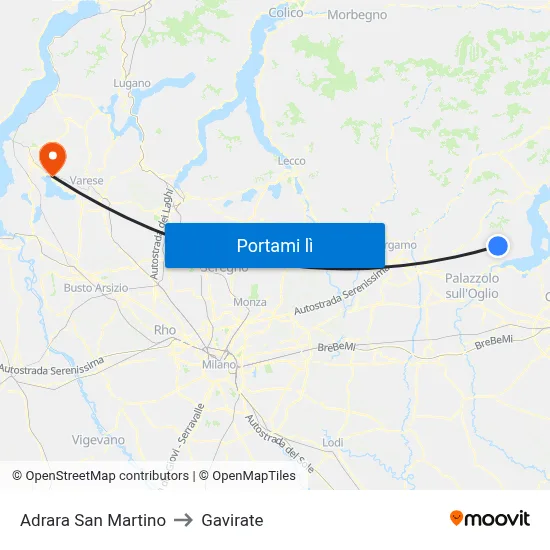 Adrara San Martino to Gavirate map