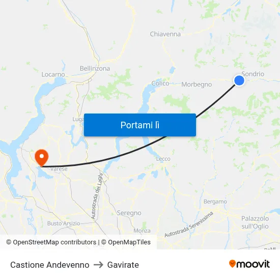 Castione Andevenno to Gavirate map