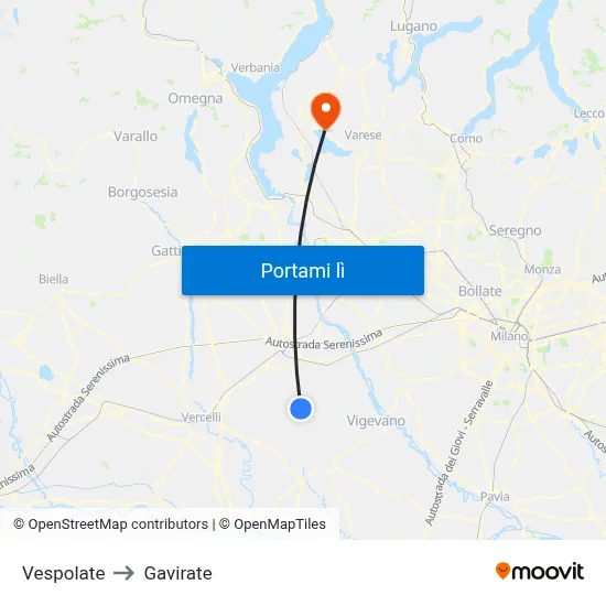 Vespolate to Gavirate map