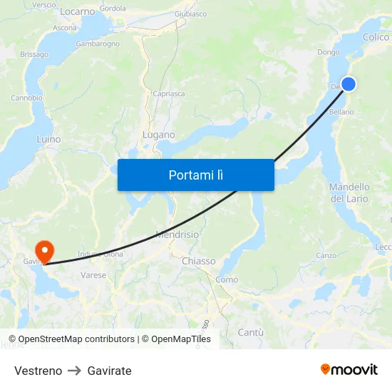 Vestreno to Gavirate map