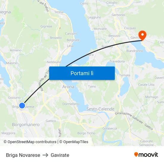 Briga Novarese to Gavirate map