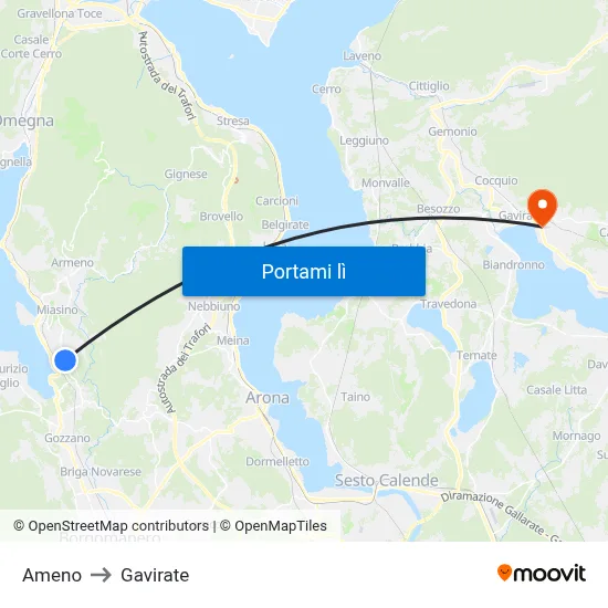 Ameno to Gavirate map