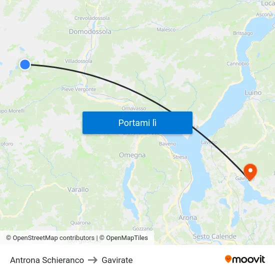 Antrona Schieranco to Gavirate map