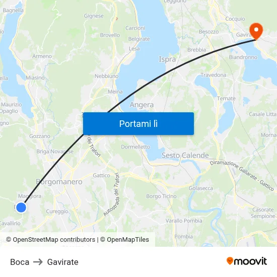 Boca to Gavirate map