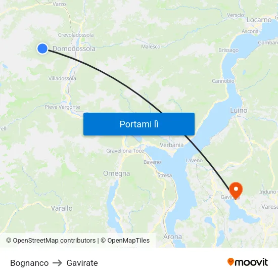 Bognanco to Gavirate map
