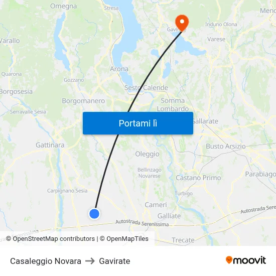 Casaleggio Novara to Gavirate map