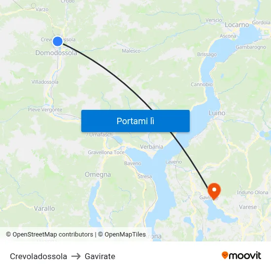 Crevoladossola to Gavirate map