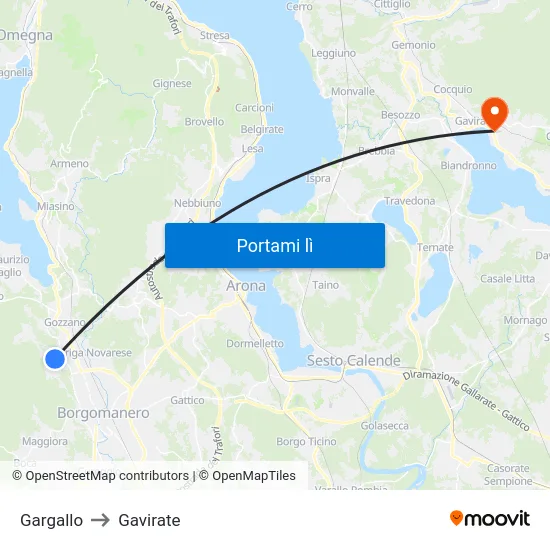 Gargallo to Gavirate map