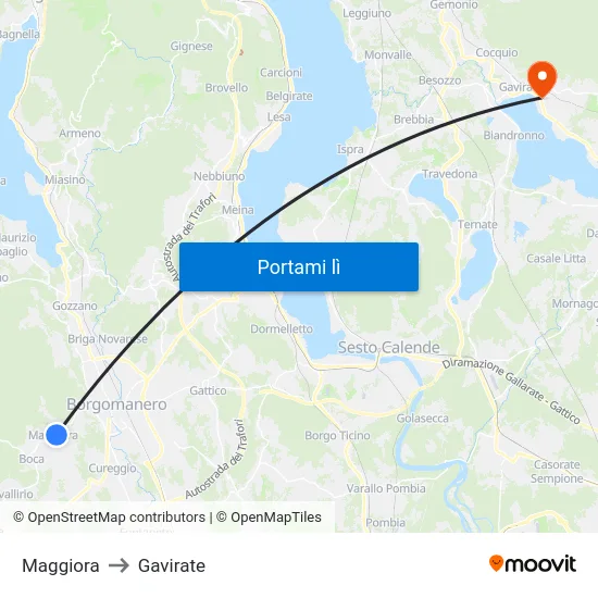 Maggiora to Gavirate map