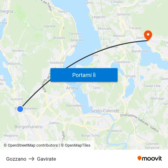 Gozzano to Gavirate map