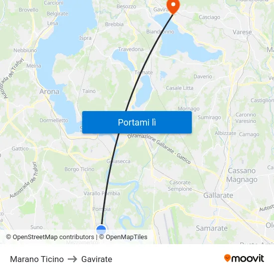 Marano Ticino to Gavirate map