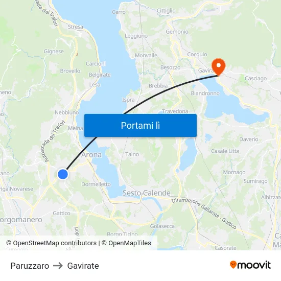 Paruzzaro to Gavirate map