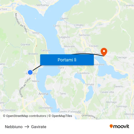 Nebbiuno to Gavirate map