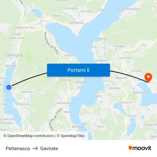 Pettenasco to Gavirate map
