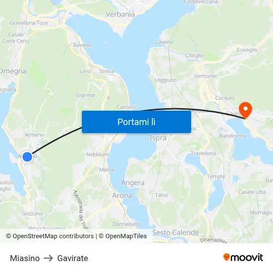 Miasino to Gavirate map