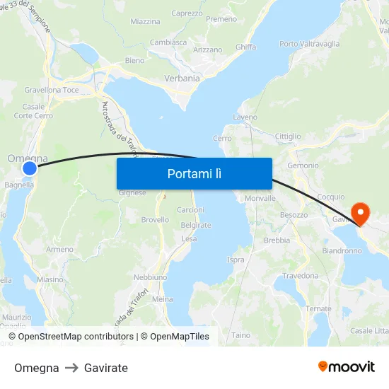 Omegna to Gavirate map