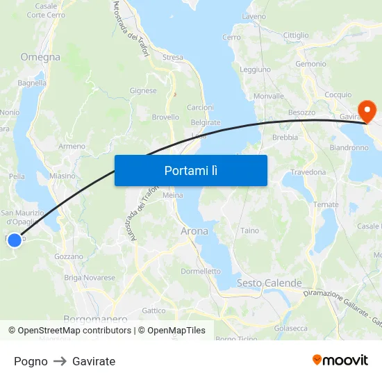Pogno to Gavirate map