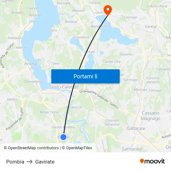 Pombia to Gavirate map