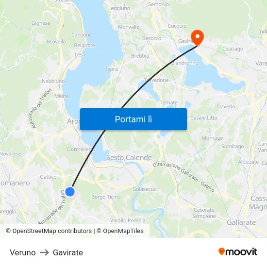Veruno to Gavirate map