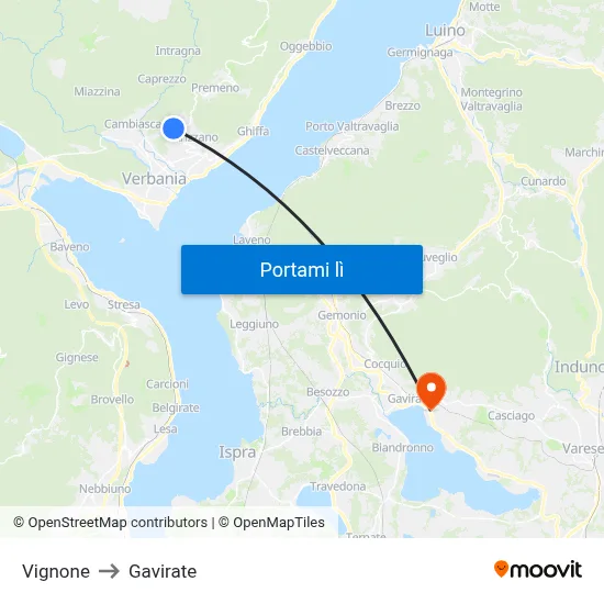 Vignone to Gavirate map