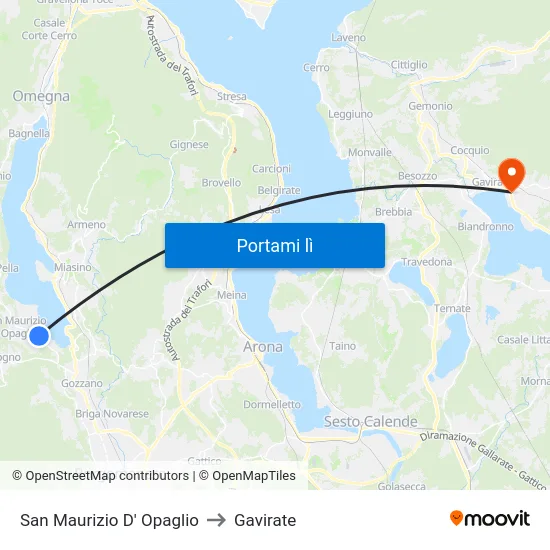 San Maurizio D' Opaglio to Gavirate map