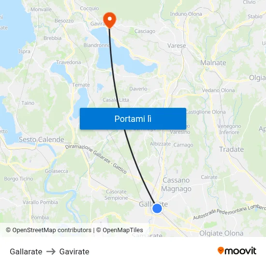 Gallarate to Gavirate map
