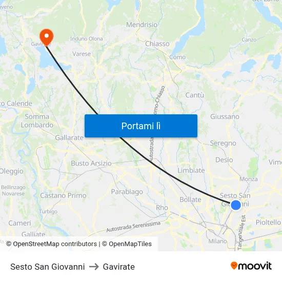 Sesto San Giovanni to Gavirate map