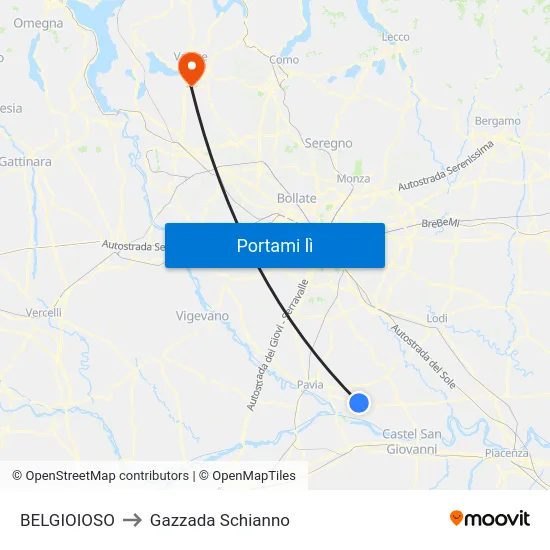 BELGIOIOSO to Gazzada Schianno map