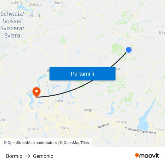 Bormio to Gemonio map
