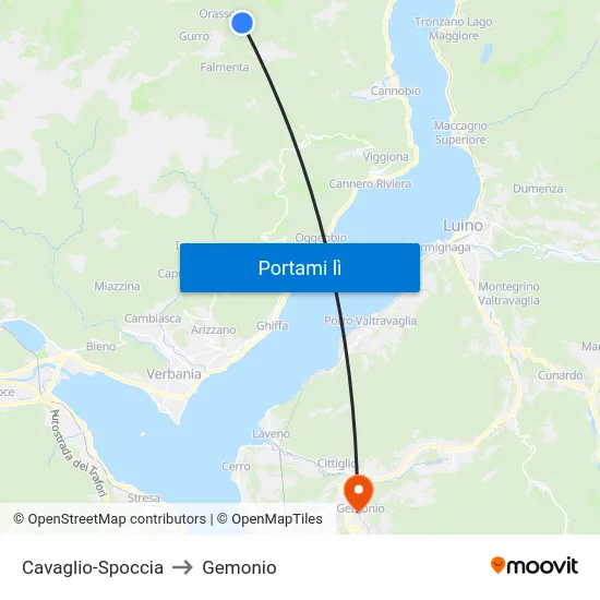 Cavaglio-Spoccia to Gemonio map