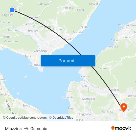 Miazzina to Gemonio map