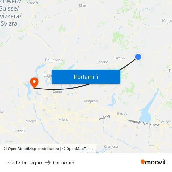 Ponte Di Legno to Gemonio map