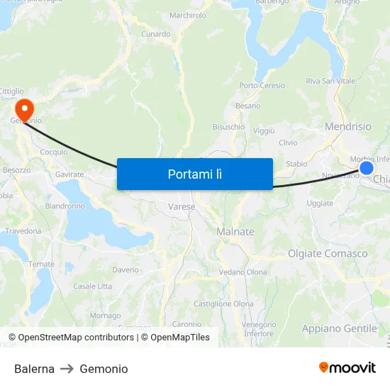 Balerna to Gemonio map