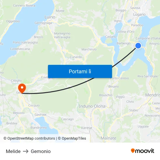 Melide to Gemonio map