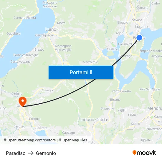 Paradiso to Gemonio map