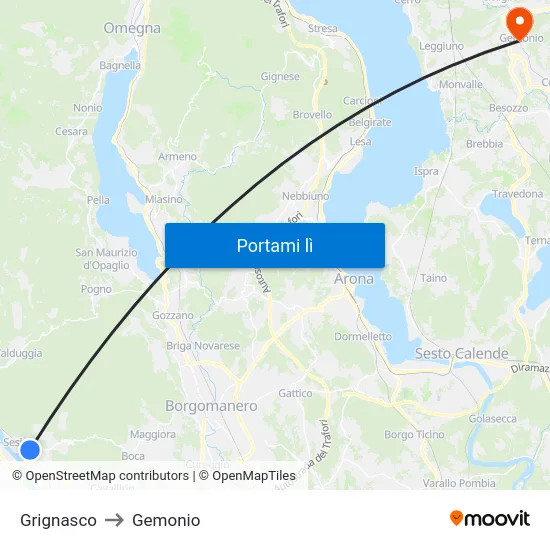 Grignasco to Gemonio map