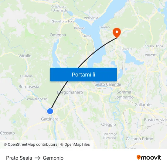 Prato Sesia to Gemonio map